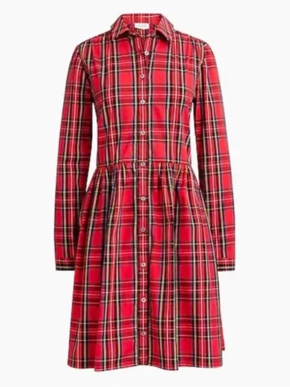 J. Crew Classic Red Plaid Button-Front Shirt Dress Size 8